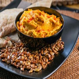 Roasted Kabocha Hummus with Spicy Crunchy Seeds image