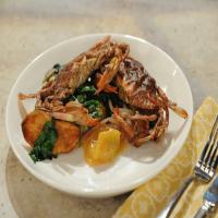 Pan-Fried Soft-Shell Crab with Roasted Fingerling Potatoes, Pickled Ramps, and Lemon Puree image