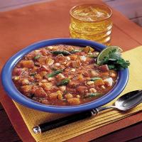 Spicy Roasted Vegetable Soup with Toasted Tortillas_image