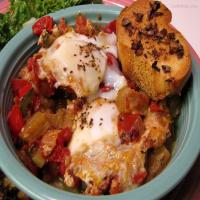 Ratatouille With Poached Eggs and Garlic Croutons image