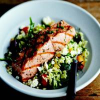 Grilled Salmon with Orzo, Feta, and Red Wine Vinaigrette Recipe - (4.4/5) image