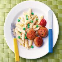 Tuna balls with pea & sweetcorn pasta image
