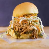 Smoky, Pulled Chicken Barbecue Sandwiches with Poppy Seed Ranch Slaw_image