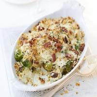 Roasted sprout gratin with bacon-cheese sauce_image