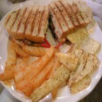 Oven Fried Parsnips and Cheese Steak Panini with Chive Butter Sauce - Dee Dee's image