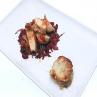 Chinese Five-Spice Chicken with Red Cabbage and Potato Gratin_image