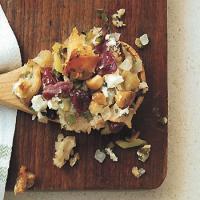 Country Bread Stuffing with Smoked Ham, Goat Cheese, and Dried Cherries image