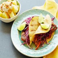 Grilled Chipotle Pork Tacos with Red Slaw and Brown Sugar Pineapple_image