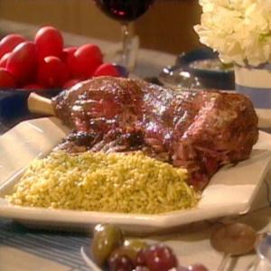 Roasted Leg of Lamb with Saffron and Olive Salsa image