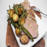 Air Fryer Mustard-Crusted Pork Tenderloin with Potatoes and Green Beans image