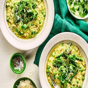 Best ever asparagus & pea risotto image