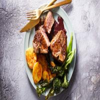 Pepper-Crusted Lamb with Roasted Vegetables image