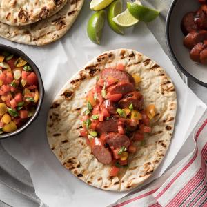 Flatbread Sandwiches with Hillshire Farm® Smoked Sausage and Watermelon Salsa_image