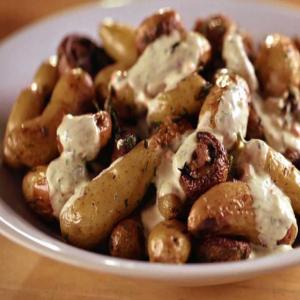 Sunny's Roasted Fingerlings and Mushrooms with a Mustard Cream Sauce_image
