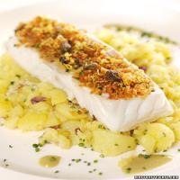 Cod with Crushed Potatoes and Anchovy-Olive Oil Emulsion image