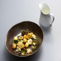 Cauliflower Soup with Crispy Brussels Sprouts and Apples image