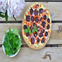 Beet & Carrot Pizza with Pesto Ricotta and Herbs_image