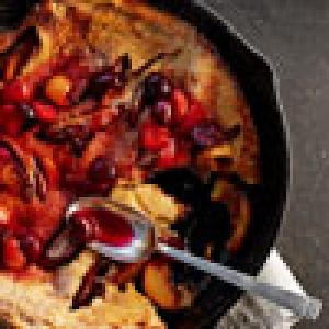 Peach Dutch Baby Pancake with Cherry Compote_image