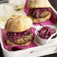 Pork & apple burgers with pickled red cabbage image