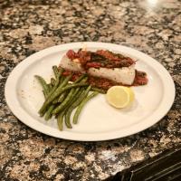 Grilled Amberjack with Tomato Basil Caper Sauce_image