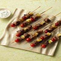 Grilled Lamb Kebabs with Tomatoes, Zucchini, and Yogurt Sauce image
