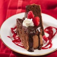 Decadent Chocolate Cake with Raspberry Sauce_image