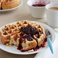 Buttermilk Corn Waffle with Berry Syrup image