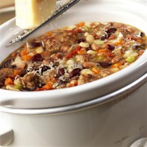 Slow Cooker Hearty Mixed Bean Stew with Sausage image