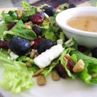 Deliciously Sweet Salad with Maple, Nuts, Seeds, Blueberries, and Goat Cheese_image