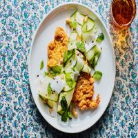 Cornmeal-Crusted Chicken Cutlets with Zucchini Ribbon Salad_image