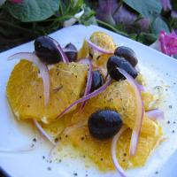 Orange, Red Onion, and Black Olive Salad image