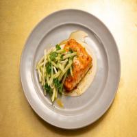 Slow Smoked Curried Salmon with Celery Root Puree and Apple and Celery Root Salad_image