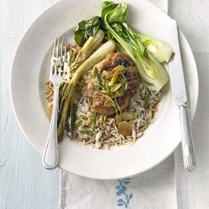 Chinese braised pork with double spring onions image