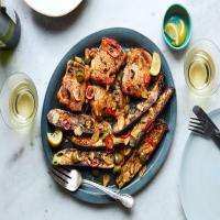 Crispy Pan-Seared Chicken and Zucchini with Olives and Lemon image