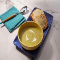 Sunny's Grilled Asparagus Soup with Chile-Cheese Ciabatta Toast_image