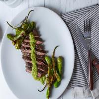Chimichurri Skirt Steak with Grilled Shishito Peppers image