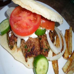 Mediterranean Lamb Burger With Greek Garnishes_image