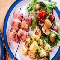 Bacon-Wrapped Trout Kebabs with Gravadlax Potato Salad_image