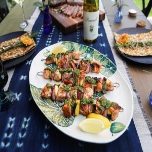 Salmon Kebabs with Herb Sauce image