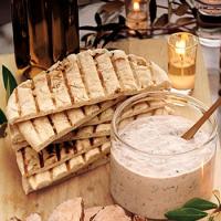 Beet, Chickpea, and Almond Dip with Pita Chips_image