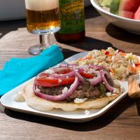 Feta & Tomato-Topped Greek Burgers image