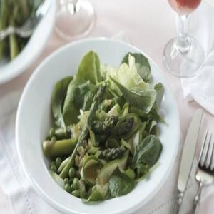 Skinny Spring Vegetable Salad Over Fresh Greens_image