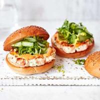 Prawn & salmon burgers with spicy mayo image
