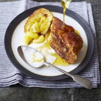 French toast stuffed with banana & maple syrup image