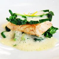 Striped Bass with Yuzu Kosho and Wilted Spinach_image