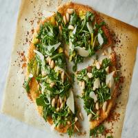 Salad Pizza With White Beans and Parmesan image
