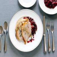 Roasted Turkey Breast with Creamy Gravy and Cranberry Pomegranate Sauce image