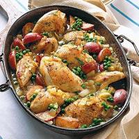 Chicken With Fresh Peas and New Potatoes Recipe image