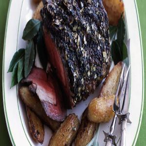 Prime Rib and Oven-Roasted Potatoes with Bay Leaves and Sage_image