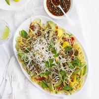 Veggie peanut noodles with coriander omelette ribbons image